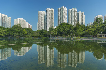 Fototapeta na wymiar Residential district in Hong Kong city
