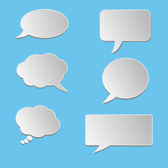 Vector set of stickers of speech bubbles. Blank empty white speech bubbles