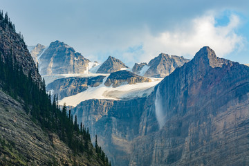 Mountains, glaciers, waterfallss, Banff National Park, Canada