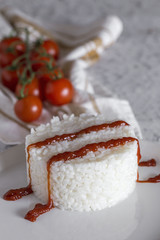 boiled rice with fresh tomatoes