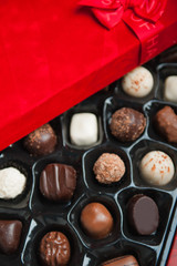 Delicious belgian chocolate in a red box