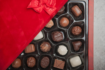 Delicious belgian chocolate in a red box