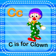 Flashcard letter C is for clown