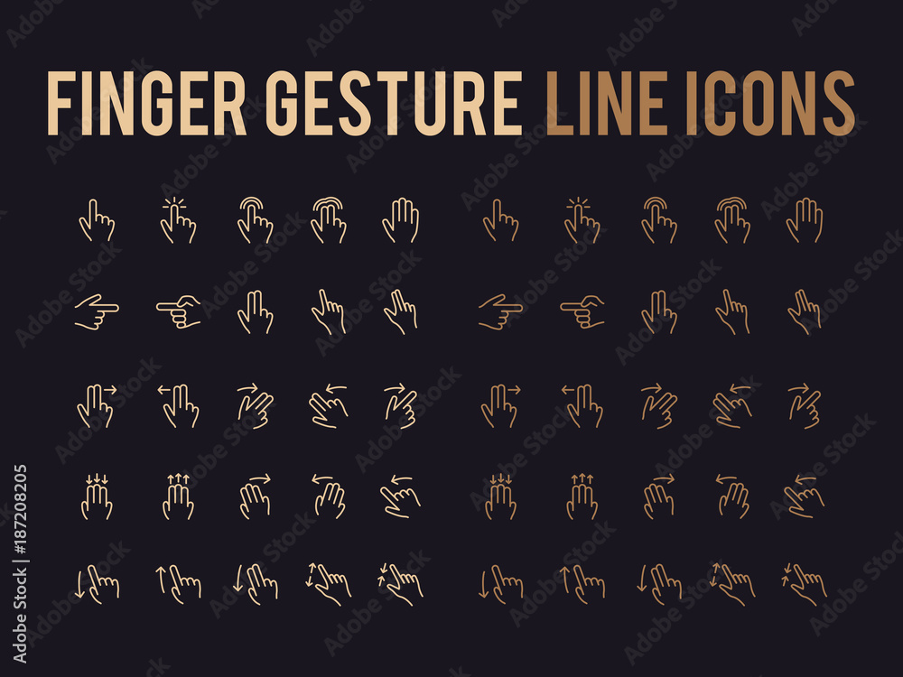 Poster finger gesture vector line icon - app and mobile web responsive