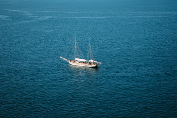 lonely boat on calm sea