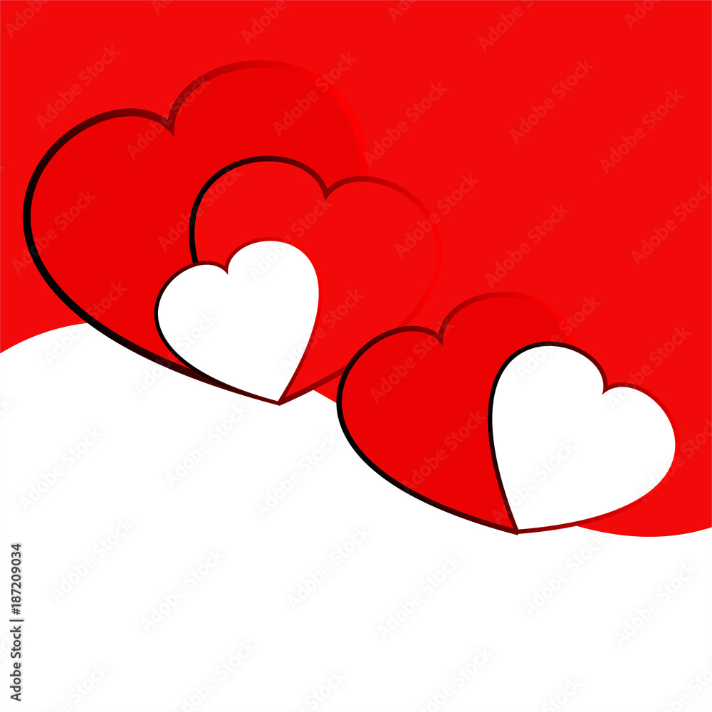 Poster vector design background with a turned out edge and with a silhouettes of hearts. vector graphic sui