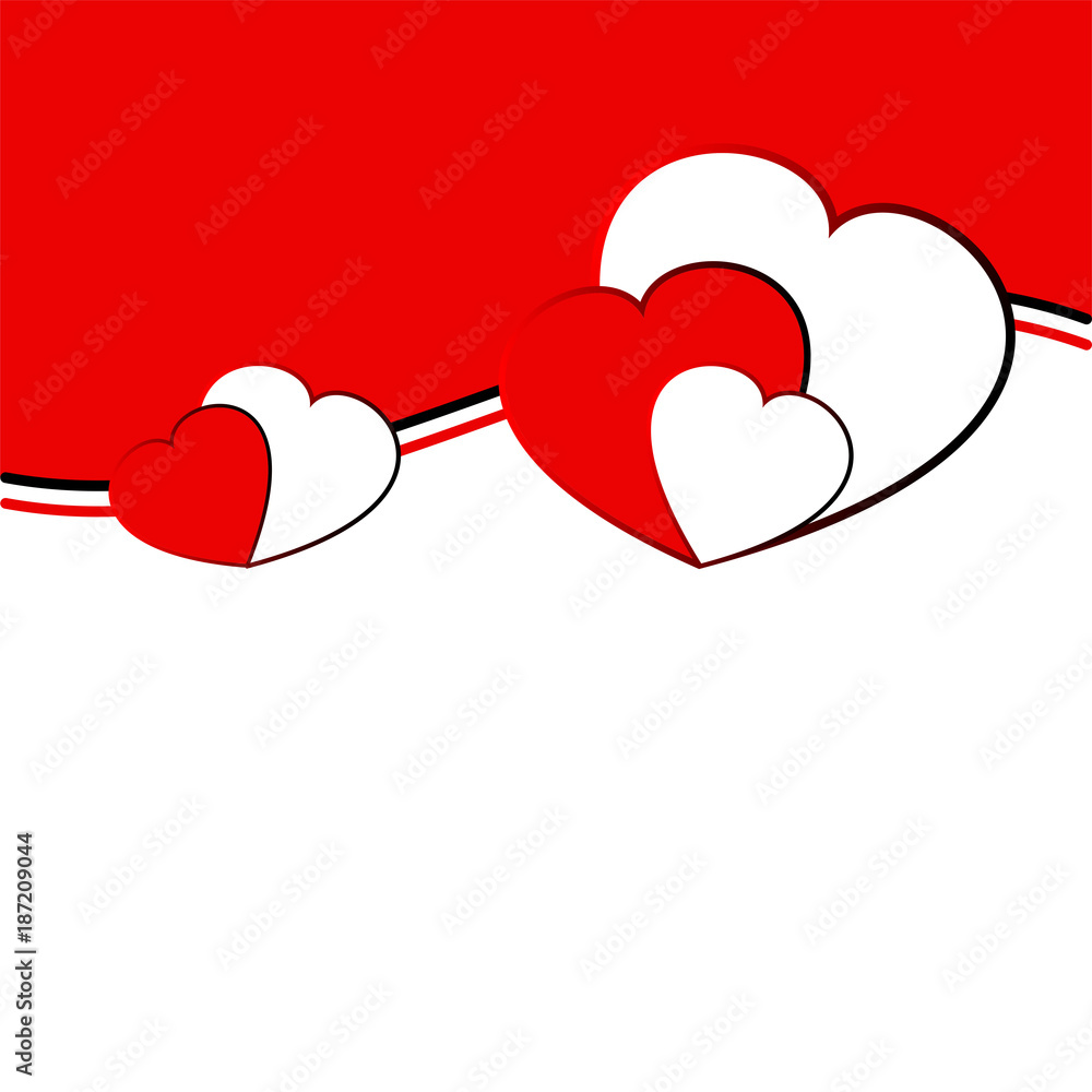 Poster vector design background with a turned out edge and with a silhouettes of hearts. vector graphic sui