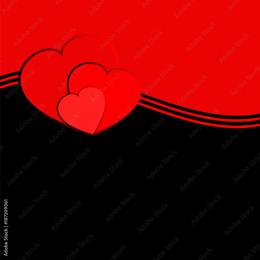 Poster vector design background with a turned out edge and with a silhouettes of hearts. vector graphic sui