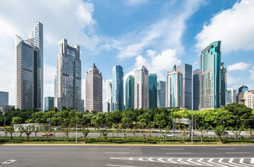Fototapeta na wymiar Shanghai Lujiazui and urban road,China