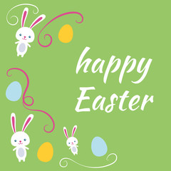 Happy easter rabbit, easter funny bunny and eggs