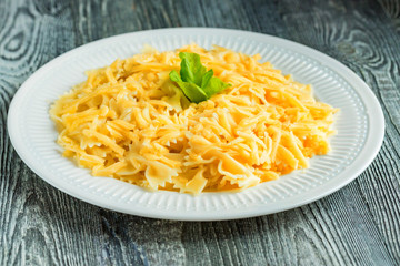 Traditional Italian pasta or fussili with cheese