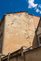 The wall of the house