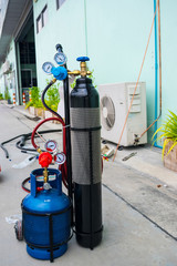 welding gas on the concrete floor