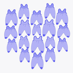 baby suits in heart , card illustration. Idea for newborn boy, baby clothes