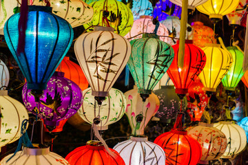Colorful lanterns in traditional city Hoi An in Vietnam