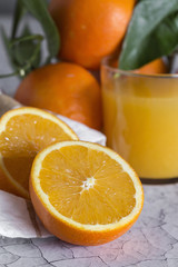 Fresh orange juice in glass cup