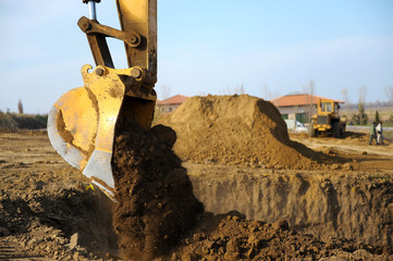 Excavator on construction site