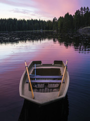 Amazing Lakeside View of Rowing Boat - Finland