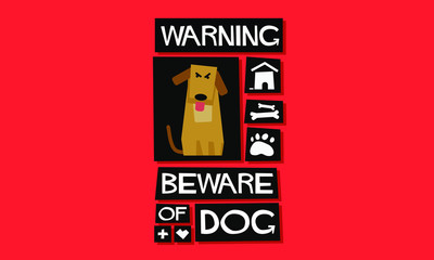 Warning Beware Of Dog Poster Sign Board Design For Door