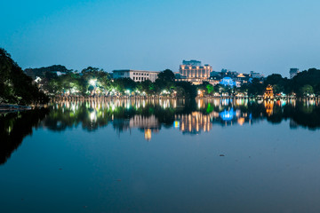 Fototapeta na wymiar Sword Lake at night, Hanoi. Vietnam
