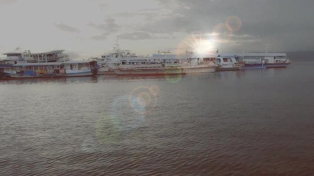 Santa Ana Wharf on early morning with boats docked