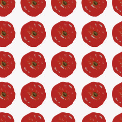 seamless pattern of realistic red ripe cherry tomatoes on white background.Vector art