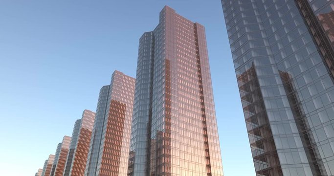 Skyscrapers city seamless loop time lapse animation 4k 8k uhd