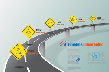 Business road map timeline infographic expressway concepts designed for abstract background template milestone diagram process technology digital marketing data presentation chart Vector illustration