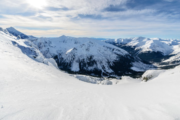 Fototapeta na wymiar Panorama of Ice slopes in high Tatras