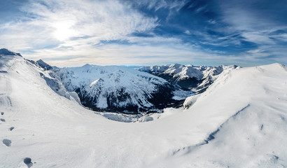Fototapeta na wymiar Day foto of panorame of Ice slopes in high Tatras