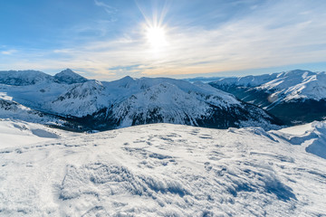Fototapeta na wymiar The snow-capped high Tatras near Kasprowy Wierch
