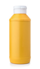 Front view of plastic mustard bottle