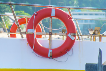 life buoy or life ring on a ship