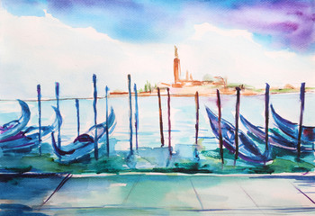 Wenecja - ilustracja ręcznie malowana © katarzyna