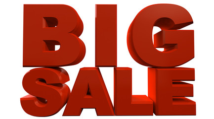 3D rendering of text big sale isolated on white background.