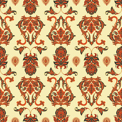 Indian style Floral vector ornament. vintage seamless pattern.