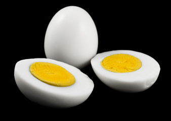 Eggs isolated on black background