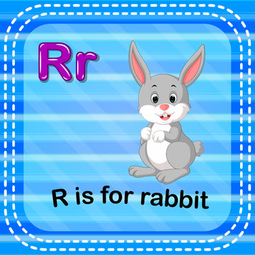 Flashcard letter R is for rabbit