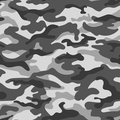 Gray military camouflage seamless pattern. Vector