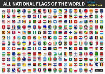 All official national flags of the world . Square design . Vector - obrazy, fototapety, plakaty