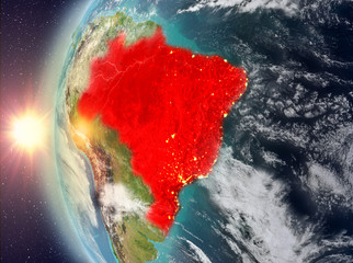 Brazil during sunset from space
