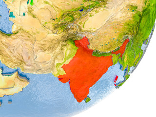 Map of India on Earth