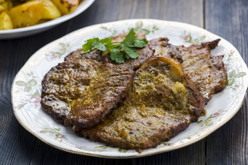 A plate of roast pork