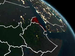 Eritrea in red at night