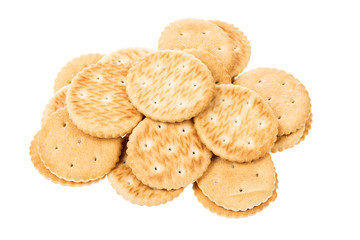 Crackers cookie with salt isolated on a white background