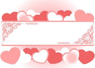 frame of pink hearts on Valentine's day
