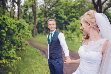 Happy bride and groom