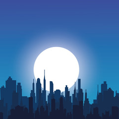 The silhouette of the city in a flat style. Modern urban landscape.vector illustration