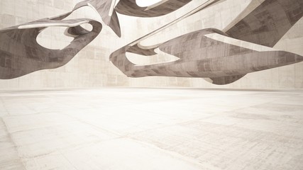 Empty dark abstract brown concrete room smooth interior. Architectural background.  3D illustration and rendering