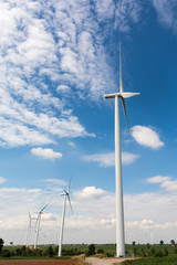 Fototapeta na wymiar Wind turbine field for electricity generation.